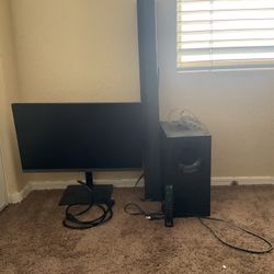 Adjustable Samsung Gaming Monitor & Sony Sound Bar & Speaker