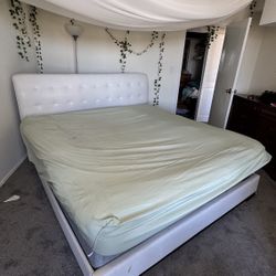 White Leather Bed Frame For King Bed! $120