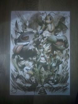 Pokémon Fan Art Print Ash and Team