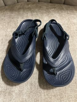CROCS Kids  Flip Flops Back Elastic Navy Blue Size 12