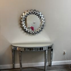 Mirrored Console Table With Wall Mirror