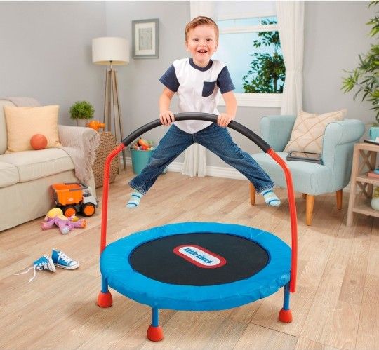 ✨️ $35 w2265 Little Tikes 25" Round Easy Store 3' Folding Trampoline - Blue/Black/Red whsn1