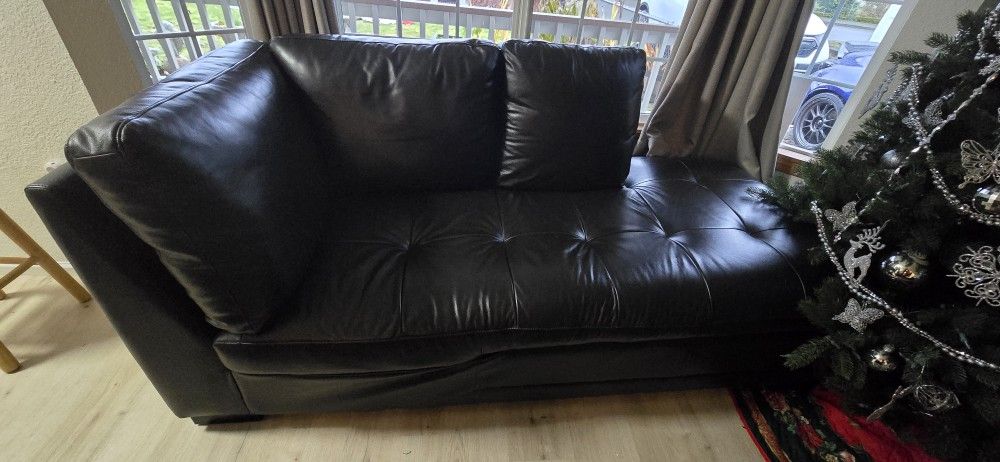 Dark Leather Chaise