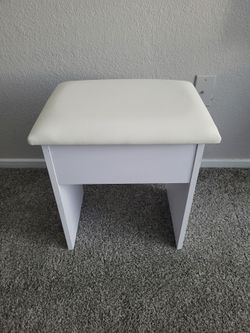 White Vanity Stool with Padded Seat