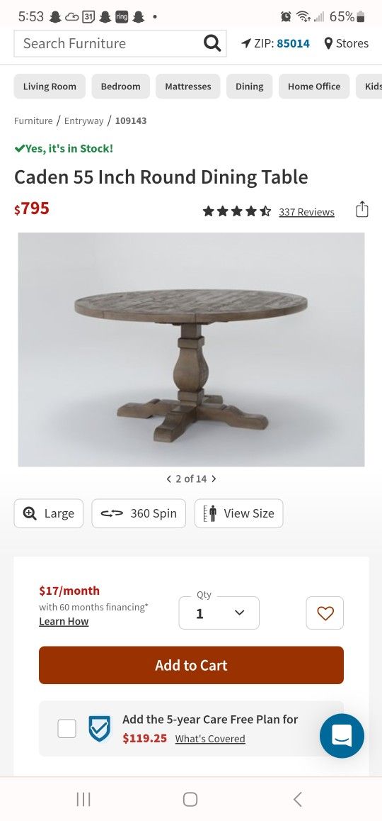 Caden 55 Inch Round Dining Table