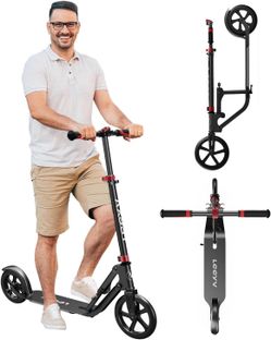 Adult Scooter - Folding, Adjustable Height, Big Wheels, Lightweight All-Aluminum Frame | Suitable for Teens 12+ | 265lbs Weight Limit