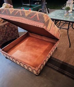 Detailed Rare Pattern Upholstery Ottoman With Storage 
