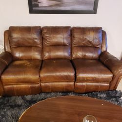 7 Ft, Real Leather Double Electric Recliner