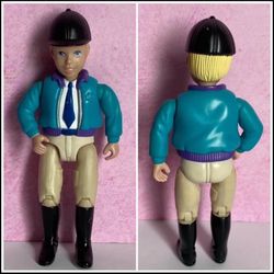 Vintage Fisher Price Loving Family Stable Dollhouse Blonde Boy Horse Rider Doll Jacob