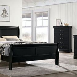 Brand New Black 4pc Queen Bedroom Set 