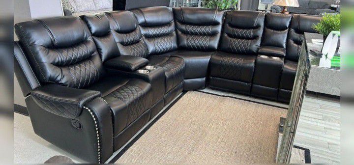New Black Reclining Sectional Including Free Delivery