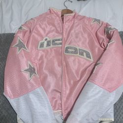 Icon Pink Motorcycle Jacket Medium