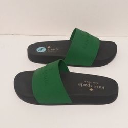 Women's Slides Black/Green Available in Size 6