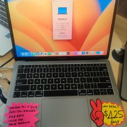 MacBook Air 2029 13" Retina Intel Core i5-9th Gen, 8gb Ram, 128gb SSD , MacOS Ventura. Intel UHD Graphics 1.5GB , Comes with Apple Charger. $90 worth 