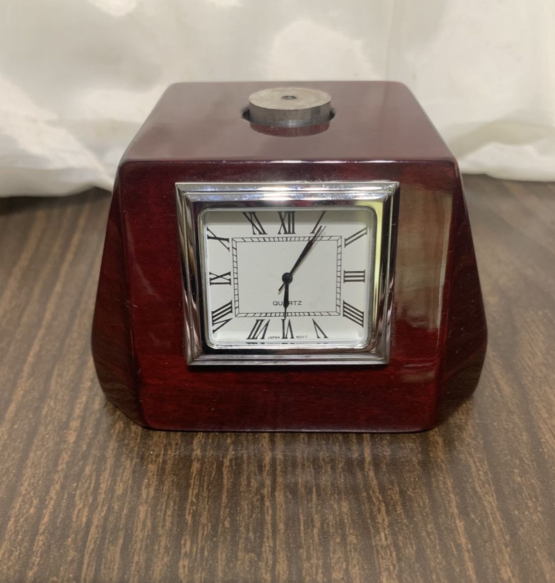 Vintage Desk Clock, (Wood Base And World Globe Is Missing On Top )Selling As Is