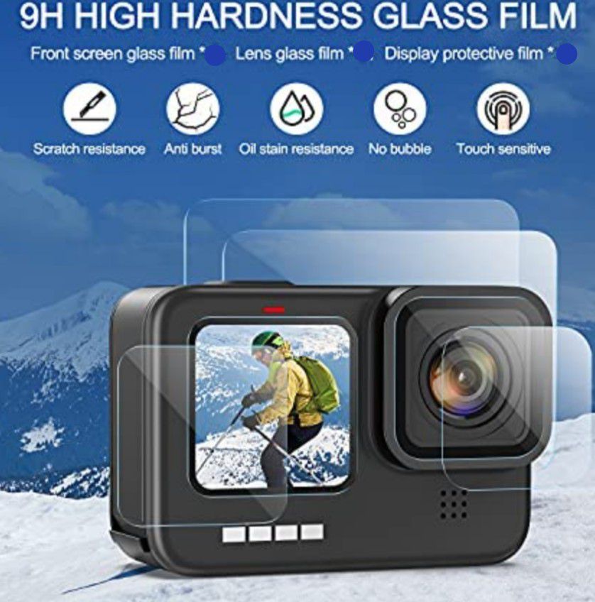 3PCS Tempered Glass Screen Lens Protectors For GoPro Hero 9 Black / Hero 10