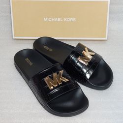 MICHAEL KORS designer slides sandals. Size 10 women's shoes. Black. Brand new in box 