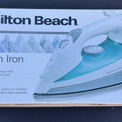 Hamilton Beach Steam Iron Stainless Steel Soleplate Retractable Cord Open Box