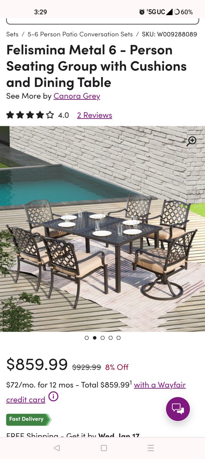 6 Person Seating Group with Cushions and Dining Table