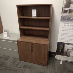 Bookcase Top With Locking Double Door Storage Cabinet