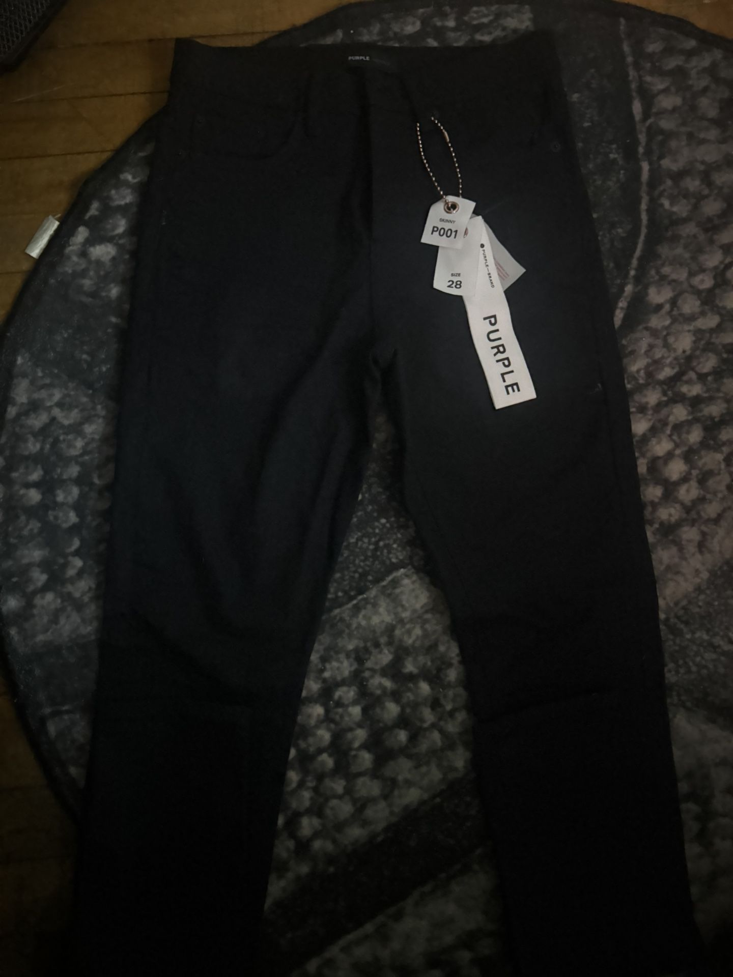 Purple Brand Jeans P001 All Black Distressed Skinny Size 28