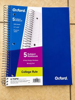 Oxford 5-Subject Notebooks – 5 Total
