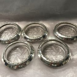 Set Of 5 Amston Sterling Silver Coasters