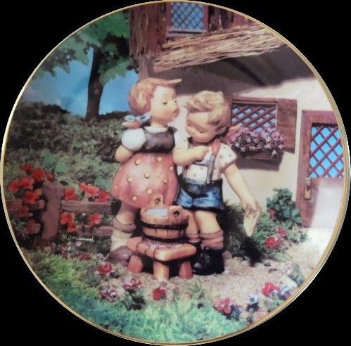 Vintage Danbury Mint Hummel Plate Squeaky Clean Little Companions Gold Trim