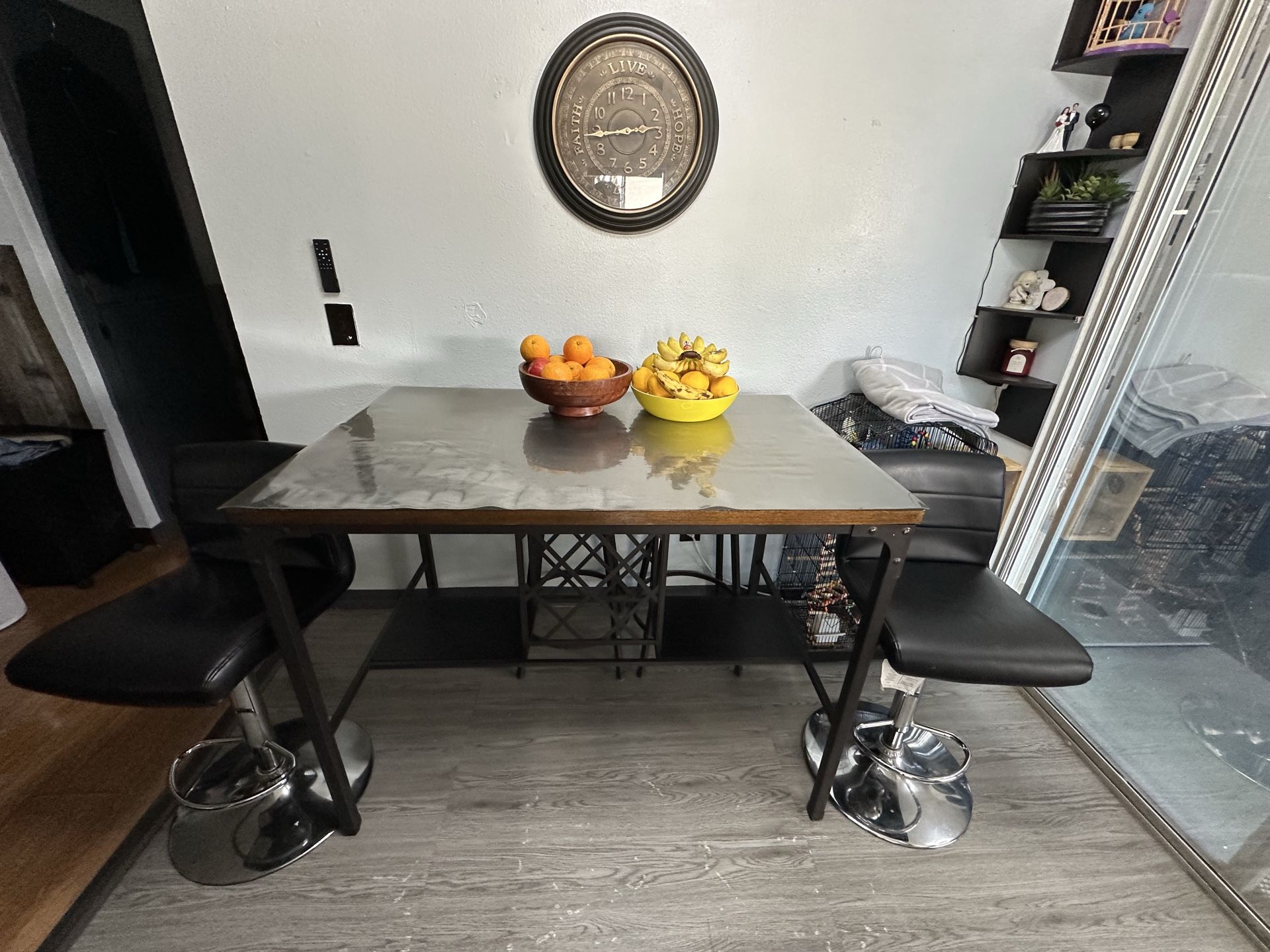 Dining set with 4 total chair 2 bar 2 stool