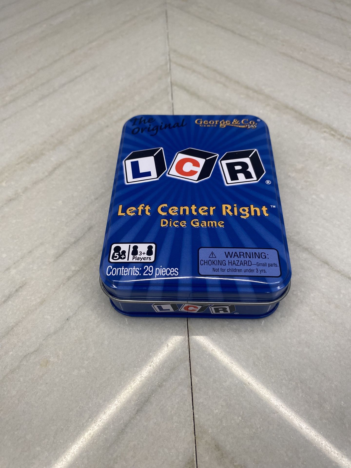 The Original LCR Left Center Right Dice Game Blue Tin George & Company