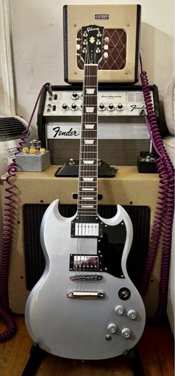‘61 SG Silvermist Copy All Gibson USA Components (Pickups, Pots, Tuners, etc.) Recent Professional Setup