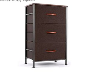 Nightstand Chest with 3 Fabric Drawers, Bedside Furniture, Lightweight Accent Table, Storage Drawer Unit with Wood Top Fabric Bins for Bedroom, Hallwa