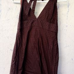 V Front Back Neck Tie Strap Long DRESS Size M