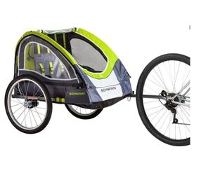 Schwinn Bike Trailer Green Grey 1 or 2 kids