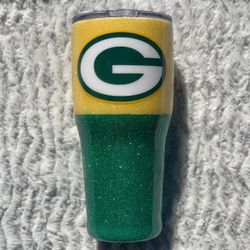 Green Bay Packers 30 oz custom glitter tumbler