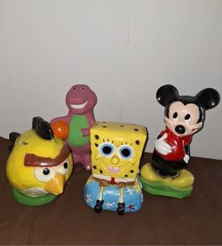 Alcancias / Piggy Banks Barney, Angry Birds, Sponge Bob and Mickey Mouse