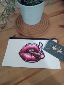 Brand New Cream 420 Make Up Bag and Earrings