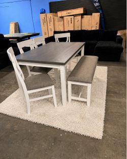 🪑 New White Farmhouse Dining Set with Bench $10 Down