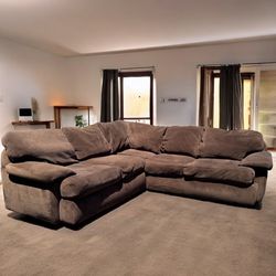 Down Feather Brown Sectional Couch