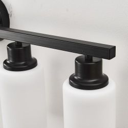 Wall Lamp 8-Light ,Bathroom Vanity Light, Matte Black Bathroom Light Fixtures, Modern Wall Light with Glass Shade, Wall Sconce Lighting for Bedroom Li
