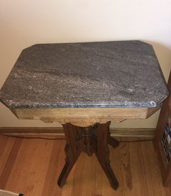 Antique mahogany wooden side table with Granite top
