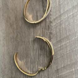 Gold Tone Bangle Bracelet Set – Pavé Stone Accent (2 Pieces)