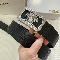 Versace Black Men’s Leather Belt New 