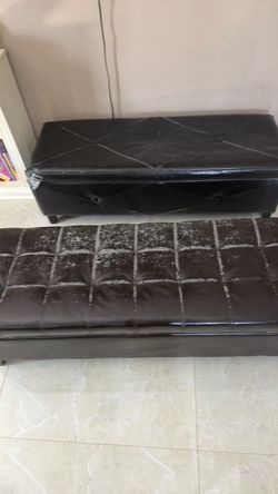 2 faux leather storage ottoman