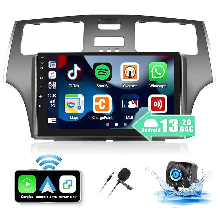 Android Car Stereo Radio for Lexus ES 2001-2005 ES250/300/330, 2G+64G,Wireless CarPlay Android Auto, 9 Inch Touch Screen GPS Navigation Bluetooth Mirr
