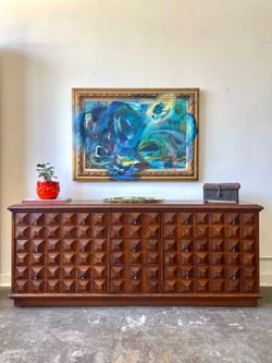 Vintage Brutalist nine drawers dresser