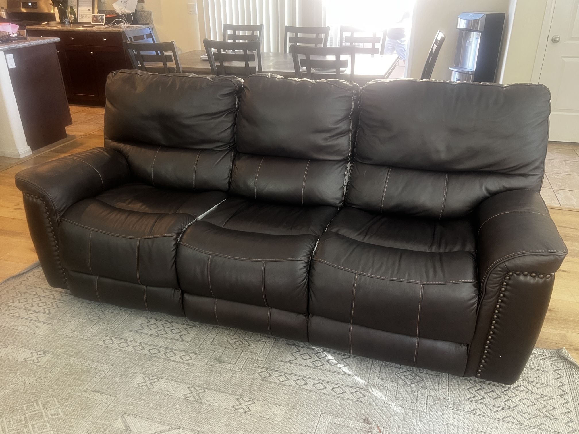 Leather Sofa & Rocking Recliner 
