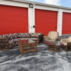 Boho Style Furniture 6 Piece, 2 Sofas, 2 Chairs and 2 End Glass Tables! ***Free CurbSide Delivery***