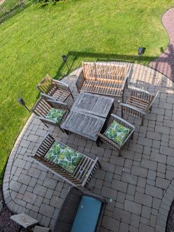 Outdoor wooden patio set