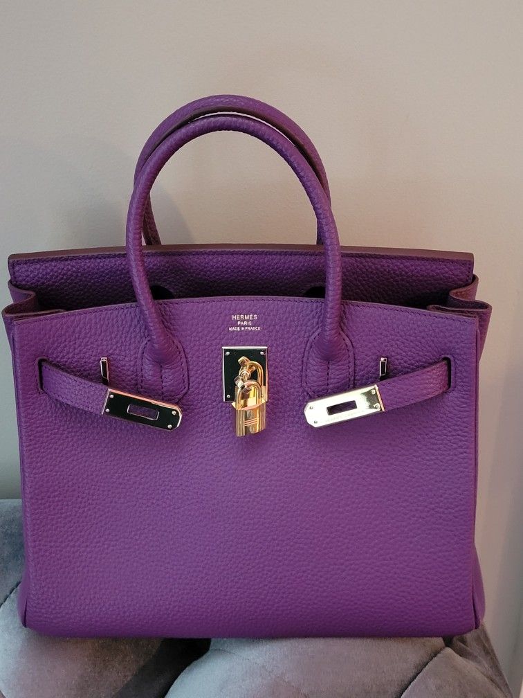 Hermes Birkin 30cm Purple Togo Leather Gold Hardware Bag Handbag
